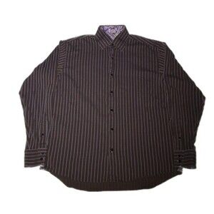 Visconti Uoma Men’s Textured Long Sleeve Button Up Striped Shirt Purple Size L